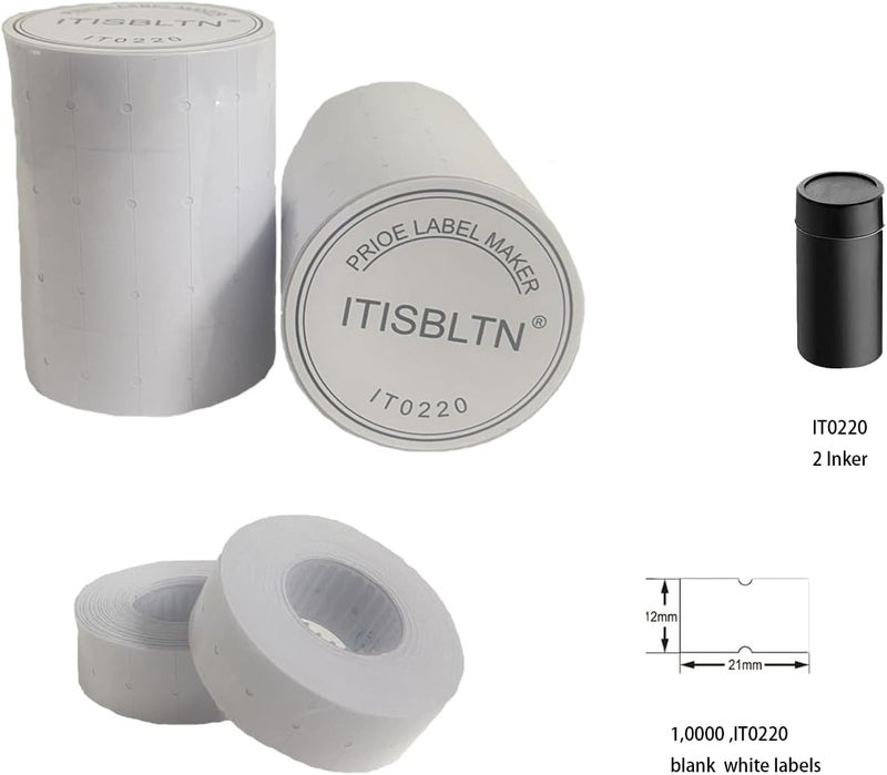 ITISBLTN One-Line White Price Gun Labels- 10,000 White Blank Price and Date Gun Labels with 2 Ink Roll, Fits MX-5500 and LonXFan 1 Line Price and Date Guns - Image 3